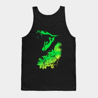 Cobra and Flowers - Green Tank Top